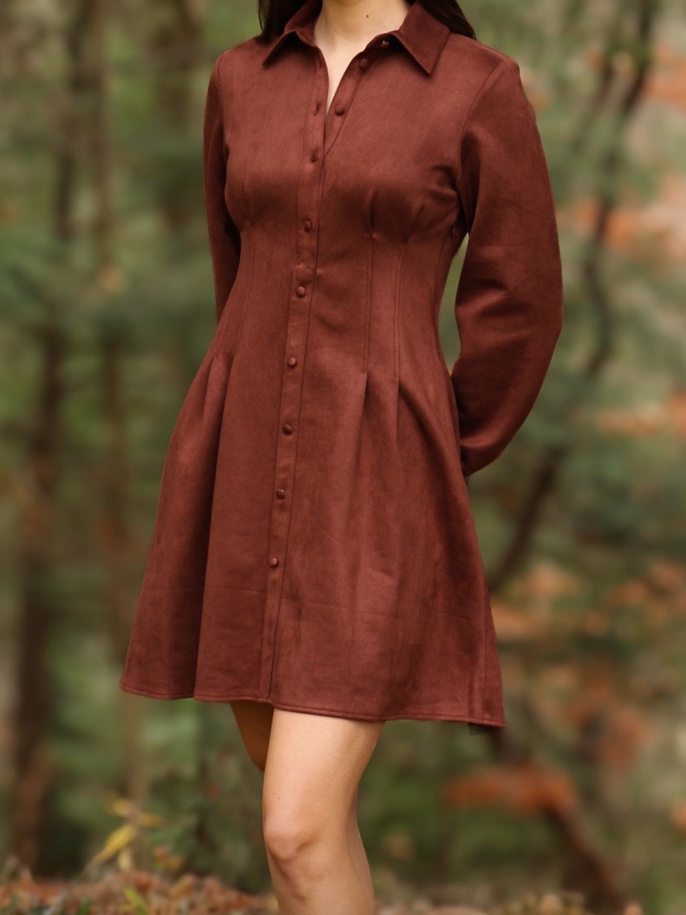 Kensie Long Sleeve A-Line Dress Coat in Brown